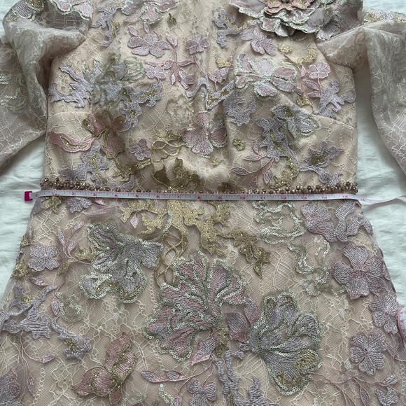 Mac Duggar Embellished High Neck Long Sleeve Dress in Nude 11329 Size 10 - Picture 9 of 11